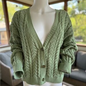 Jun&Ivy Oversized Green Knit Sweater Size Large